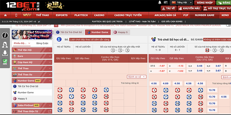 Number Game tại 12Bet